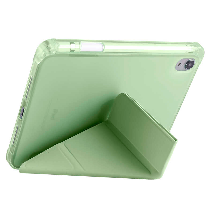 Apple iPad Mini 2021 (6.Nesil) Kılıf Zore Tri Folding Kalem Bölmeli Standlı Kılıf Kırmızı