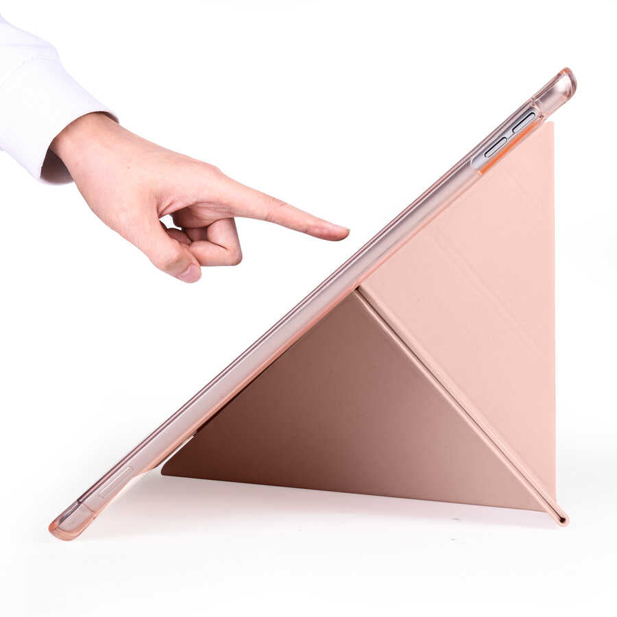 Apple iPad Pro 10.5 (7.Nesil) Kılıf Zore Tri Folding Kalem Bölmeli Standlı Kılıf Gri