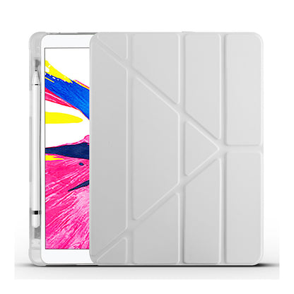 Apple iPad Pro 10.5 (7.Nesil) Kılıf Zore Tri Folding Kalem Bölmeli Standlı Kılıf Gri