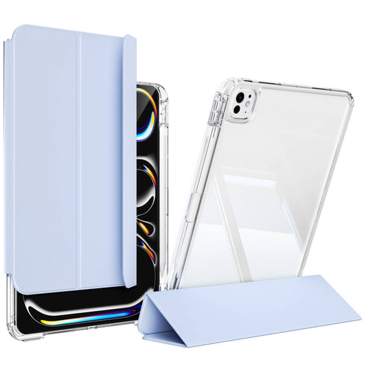 Apple iPad Pro 11 2024 Kılıf Magnetik Ayrılabilen Airbagli Zore Sliding Tablet Kılıfı Mavi Açık