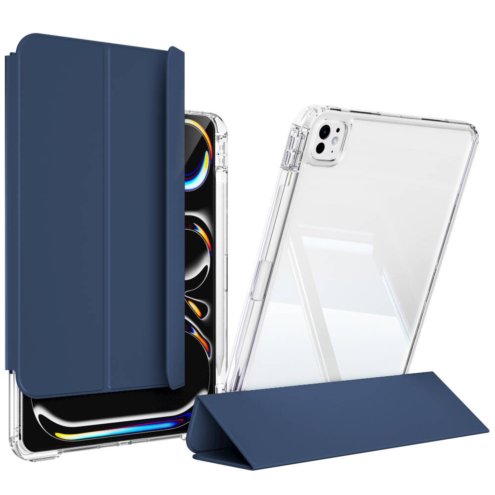 Apple iPad Pro 11 2024 Kılıf Magnetik Ayrılabilen Airbagli Zore Sliding Tablet Kılıfı Lacivert