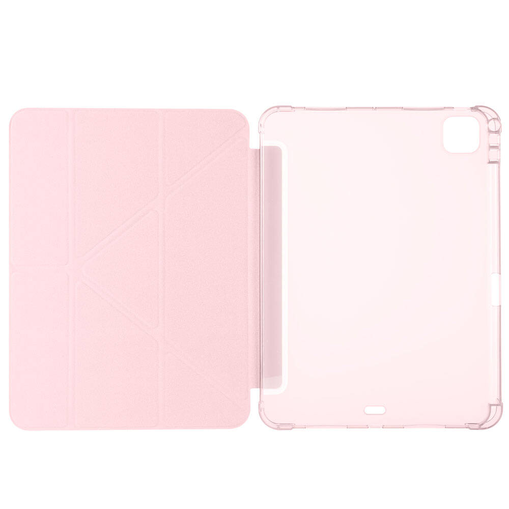 Apple iPad Pro 11 2024 Kılıf Zore Tri Folding Kalem Bölmeli Standlı Kılıf Rose Gold
