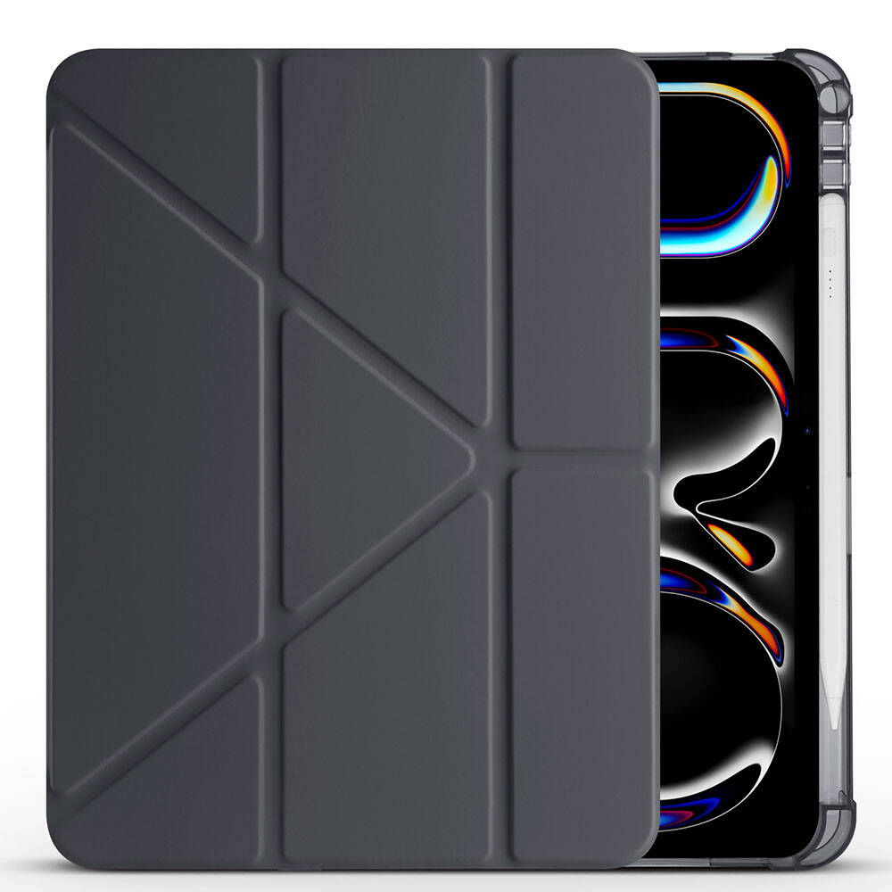Apple iPad Pro 11 2024 Kılıf Zore Tri Folding Kalem Bölmeli Standlı Kılıf Mavi