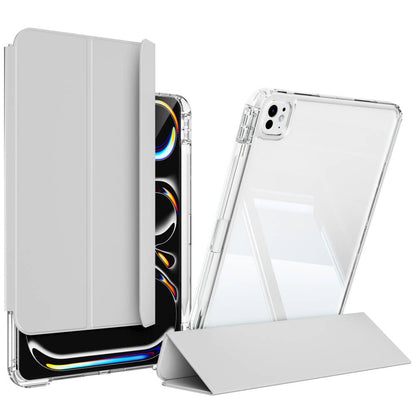 Apple iPad Pro 11 2025 M5 Kılıf Magnetik Ayrılabilen Airbagli Zore Sliding Tablet Kılıfı Gri