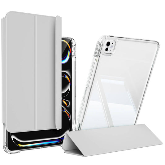 Apple iPad Pro 11 2025 M5 Kılıf Magnetik Ayrılabilen Airbagli Zore Sliding Tablet Kılıfı Gri