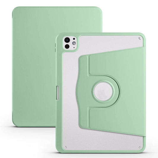 Apple iPad Pro 11 2025 M5 Kılıf Zore Termik Kalem Bölmeli Dönebilen Standlı Kılıf Açık Yeşil