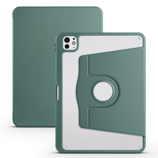 Apple iPad Pro 11 2025 M5 Kılıf Zore Termik Kalem Bölmeli Dönebilen Standlı Kılıf Koyu Yeşil