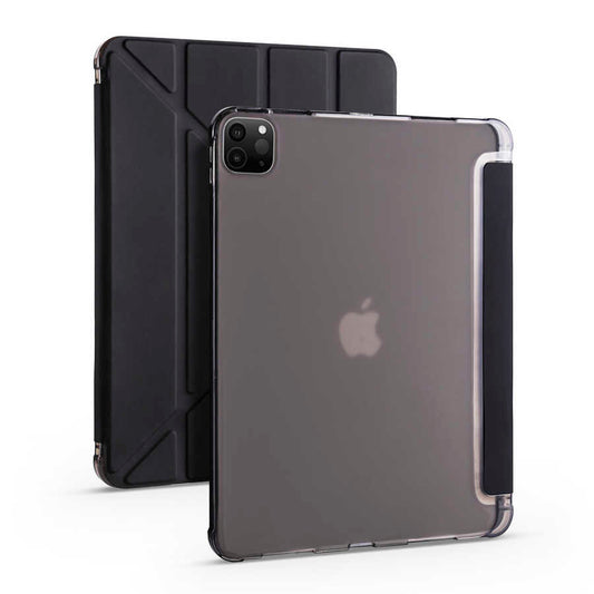 Apple iPad Pro 12.9 2020 (4.Nesil) Kılıf Zore Tri Folding Kalem Bölmeli Standlı Kılıf Lacivert