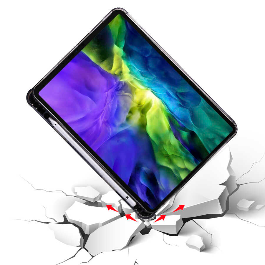 Apple iPad Pro 12.9 2020 (4.Nesil) Kılıf Zore Tri Folding Kalem Bölmeli Standlı Kılıf Koyu Yeşil