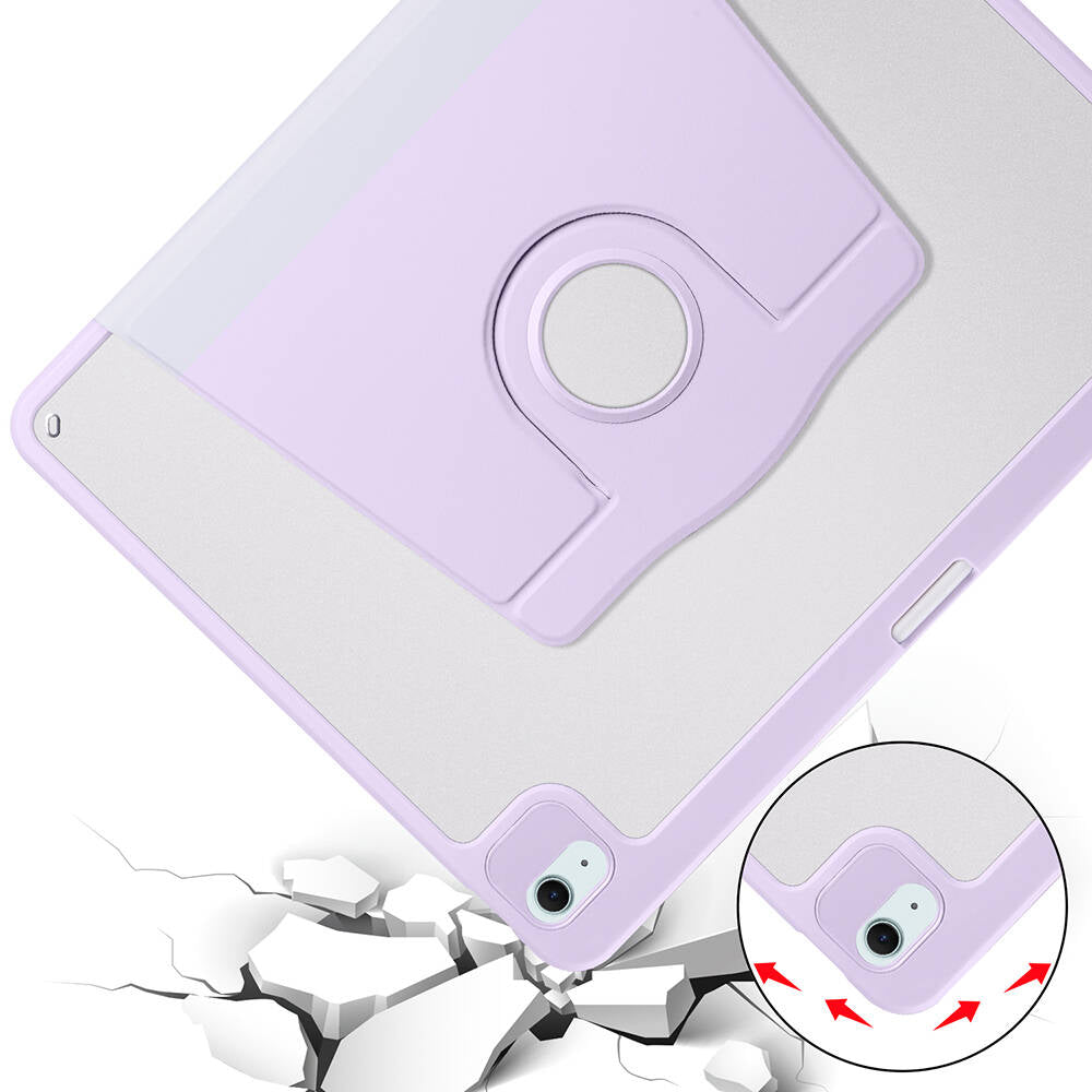 Apple iPad Pro 12.9 2022 M2 Kılıf Zore Termik Kalem Bölmeli Dönebilen Standlı Kılıf Lila