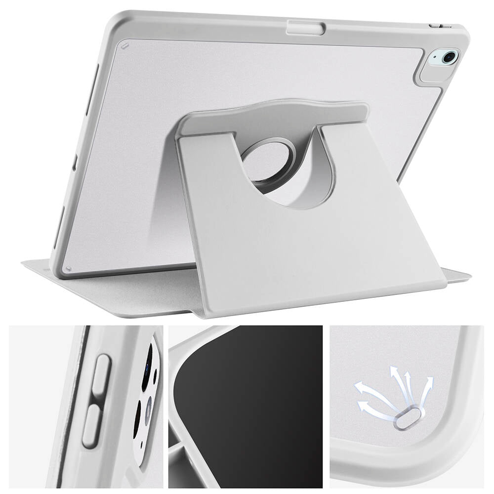 Apple iPad Pro 12.9 2022 M2 Kılıf Zore Termik Kalem Bölmeli Dönebilen Standlı Kılıf Mavi