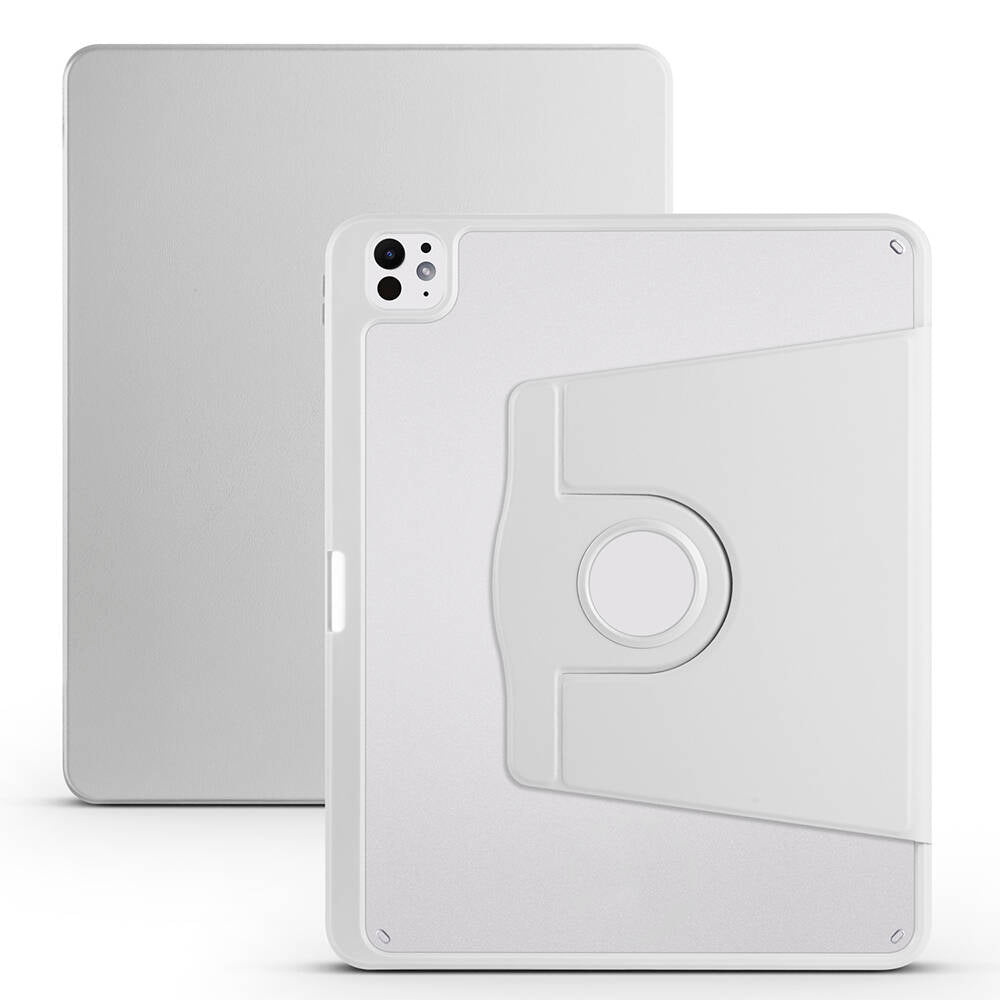 Apple iPad Pro 13 2024 Kılıf Zore Termik Kalem Bölmeli Dönebilen Standlı Kılıf Gri