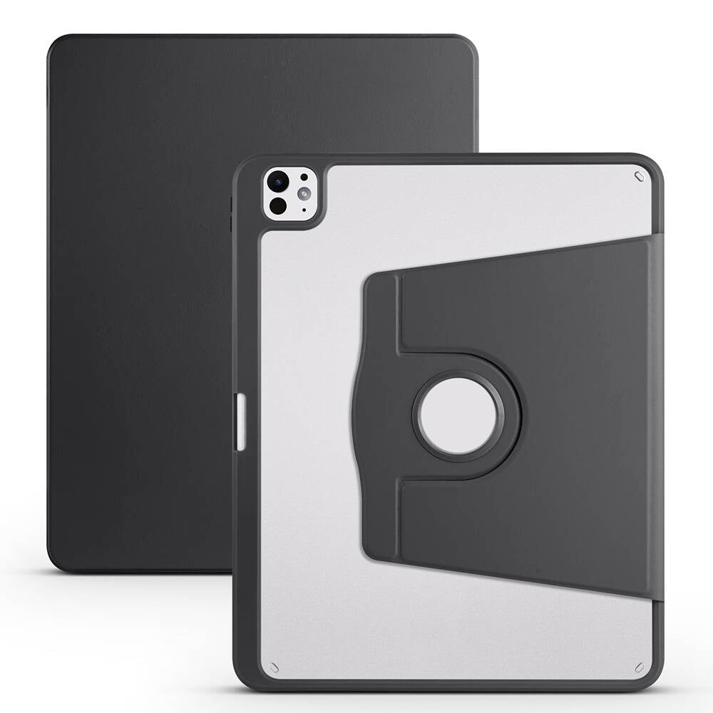 Apple iPad Pro 13 2024 Kılıf Zore Termik Kalem Bölmeli Dönebilen Standlı Kılıf Lavendery Gray