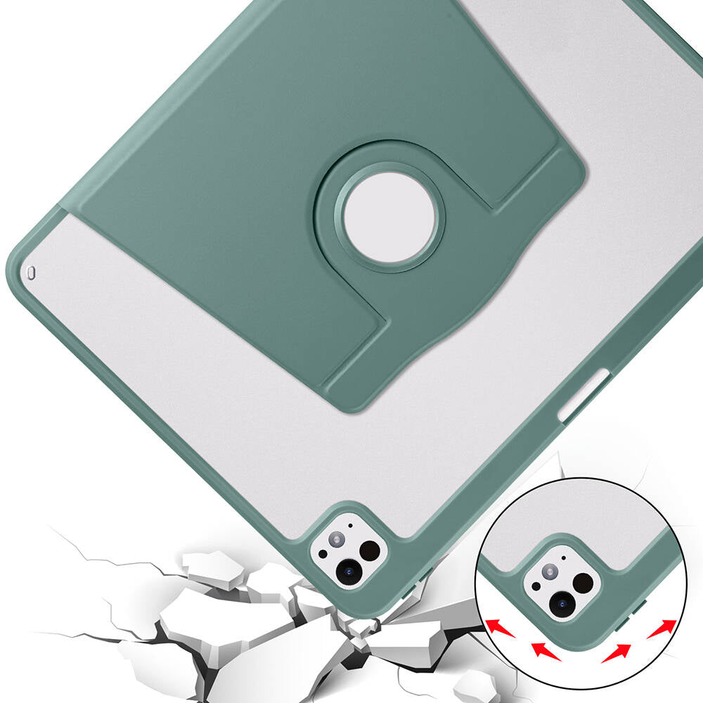 Apple iPad Pro 13 2024 Kılıf Zore Termik Kalem Bölmeli Dönebilen Standlı Kılıf Lacivert