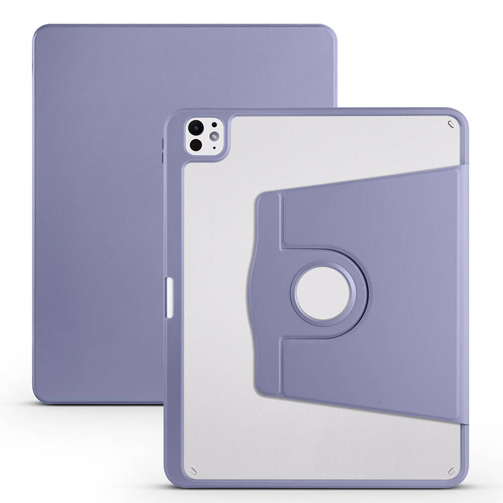 Apple iPad Pro 13 2025 M5 Kılıf Zore Termik Kalem Bölmeli Dönebilen Standlı Kılıf Lavendery Gray