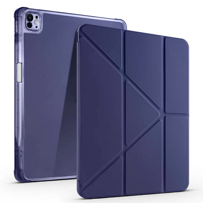 Apple iPad Pro 13 2025 M5 Kılıf Zore Tri Folding Kalem Bölmeli Standlı Kılıf Lacivert