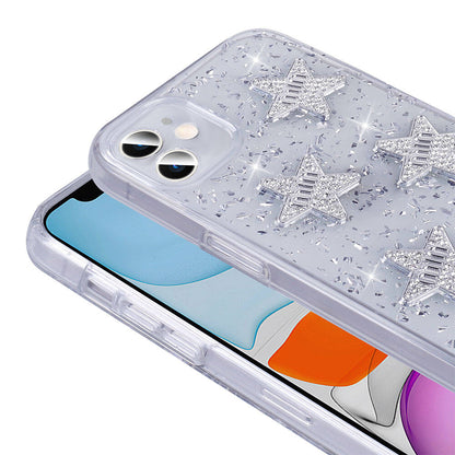 Apple iPhone 11 Kılıf Airbagli Simli Arka Yüzey Zore Işıltı Silikon Kapak Pembe