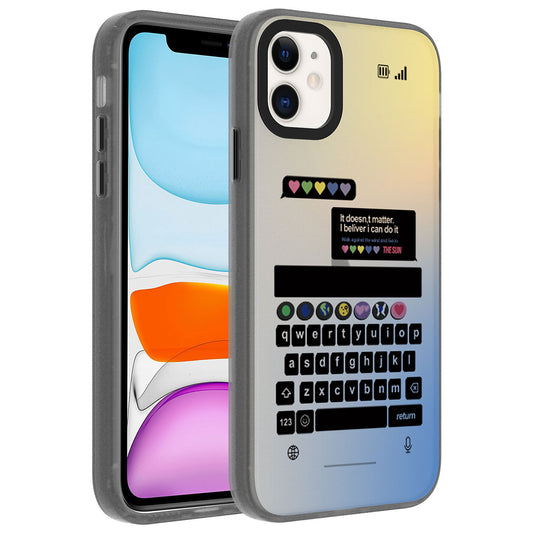 Apple iPhone 11 Kılıf Desenli Zore Dragon Sert Kapak Klavye