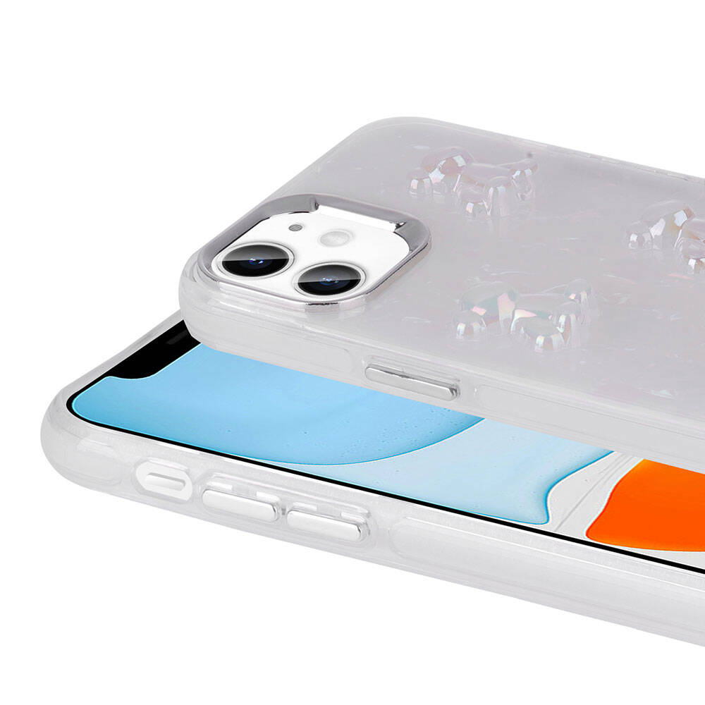 Apple iPhone 11 Kılıf Kabartma Figürlü Parlak Zore Eralli Silikon Kapak Kalp