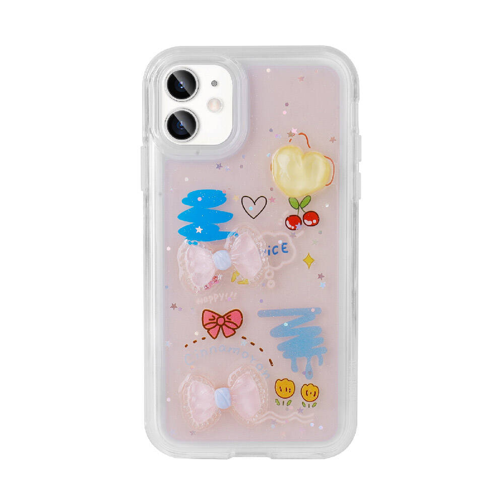 Apple iPhone 11 Kılıf Kabartma Figürlü Parlak Zore Minimini Silikon Kapak Mor