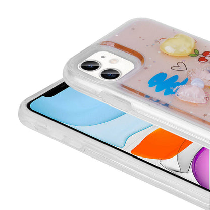 Apple iPhone 11 Kılıf Kabartma Figürlü Parlak Zore Minimini Silikon Kapak Kırmızı