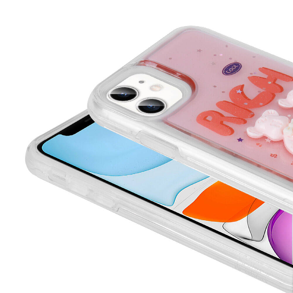 Apple iPhone 11 Kılıf Kabartma Figürlü Parlak Zore Minimini Silikon Kapak Mor