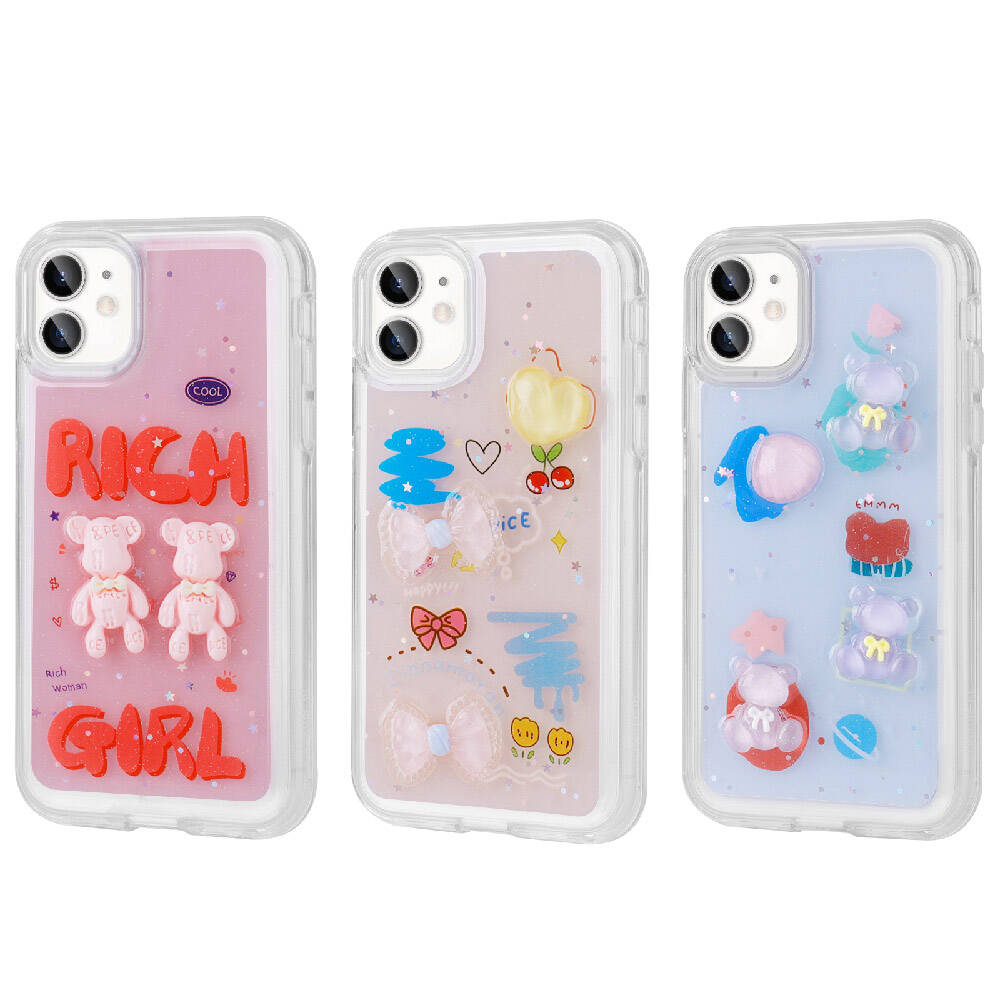 Apple iPhone 11 Kılıf Kabartma Figürlü Parlak Zore Minimini Silikon Kapak Pembe