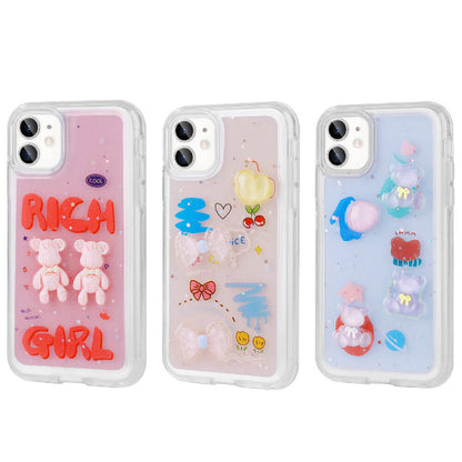 Apple iPhone 11 Kılıf Kabartma Figürlü Parlak Zore Minimini Silikon Kapak Pembe