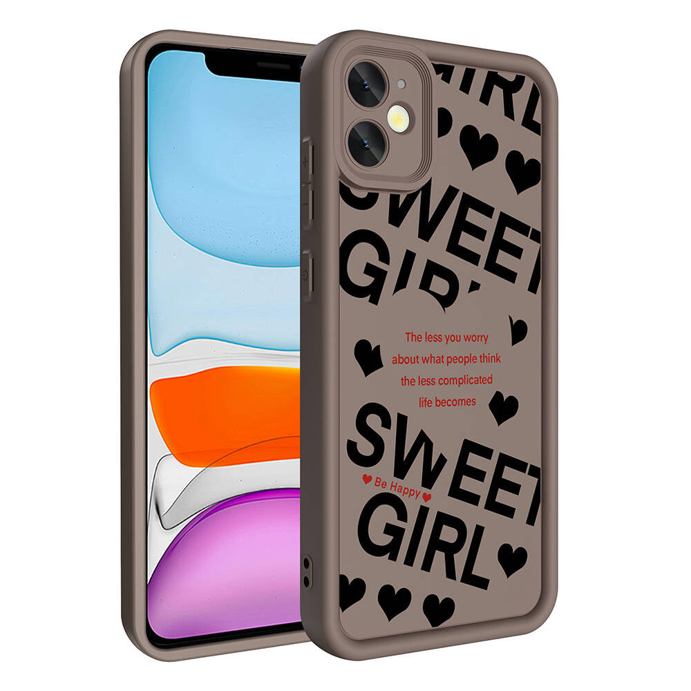 Apple iPhone 11 Kılıf Kamera Korumalı Baskılı Arka Yüzey Zore Klas Kapak Koyu Kahve