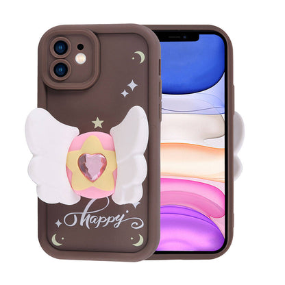 Apple iPhone 11 Kılıf Kamera Korumalı Figür Tasarımlı Zore Kapya Kapak Pembe Koyu