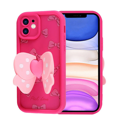 Apple iPhone 11 Kılıf Kamera Korumalı Figür Tasarımlı Zore Kapya Kapak Pembe Koyu
