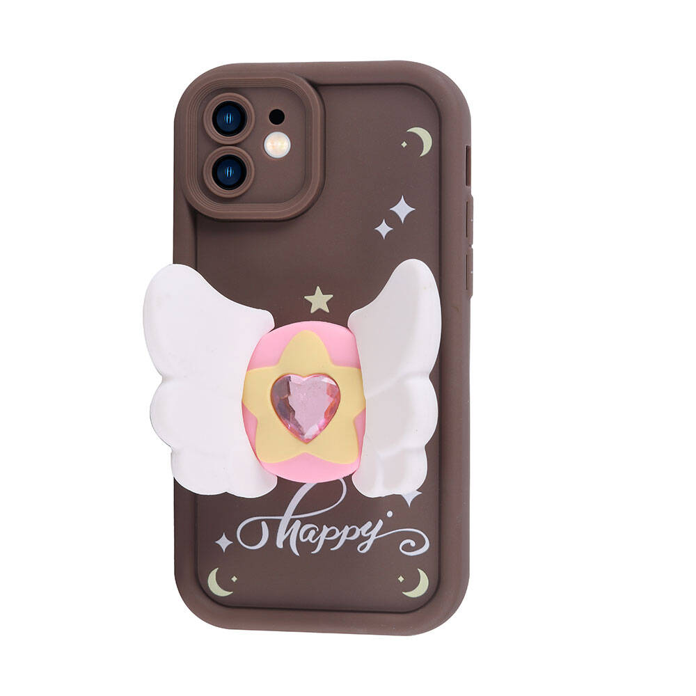 Apple iPhone 11 Kılıf Kamera Korumalı Figür Tasarımlı Zore Kapya Kapak Pembe Koyu