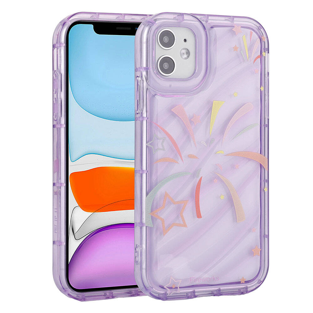 Apple iPhone 11 Kılıf Kamera Korumalı Renkli Airbag Çerçeveli Zore Perla Kapak Mor