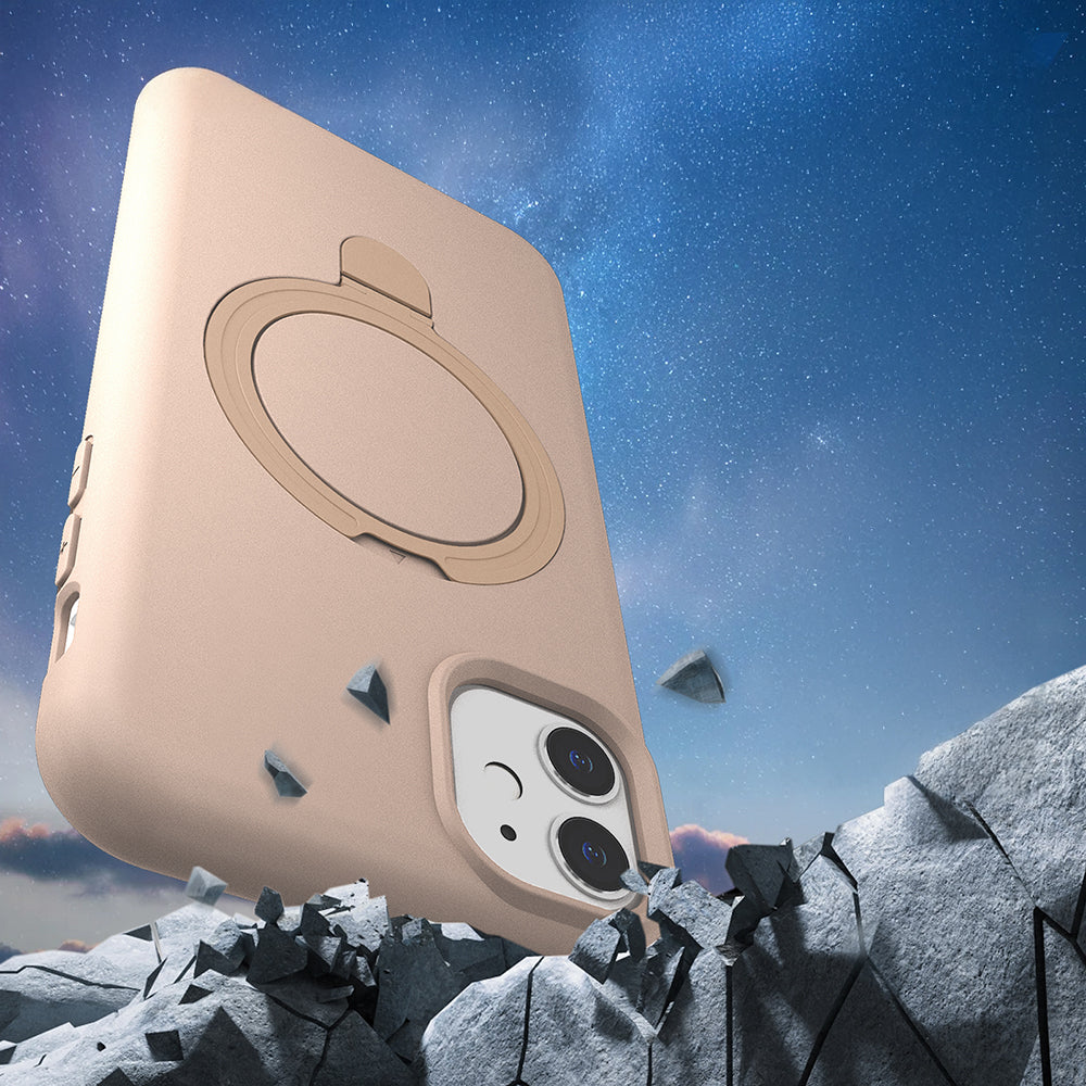 Apple iPhone 11 Kılıf M-safe Şarj Özellikli Standlı Zore Samara Kapak Lacivert