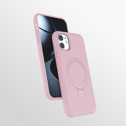 Apple iPhone 11 Kılıf M-safe Şarj Özellikli Standlı Zore Samara Kapak Pembe