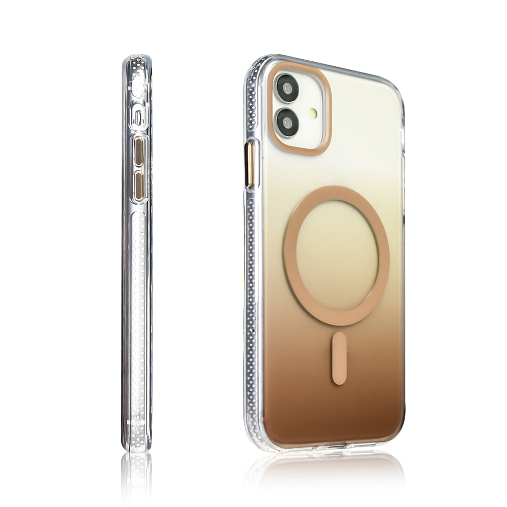 Apple iPhone 11 Kılıf M-safe Şarj Özellikli Transparan Renk Geçişli Zore Toros Kapak Gri