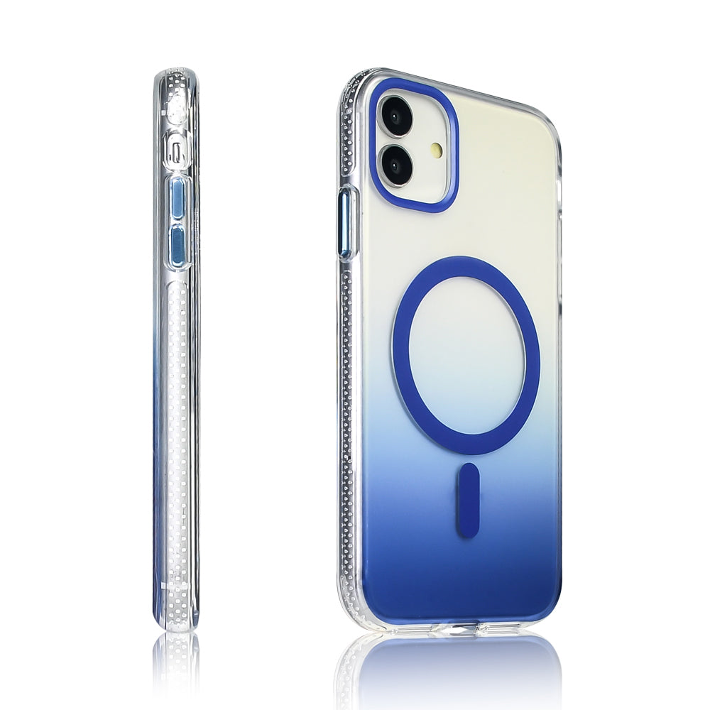 Apple iPhone 11 Kılıf M-safe Şarj Özellikli Transparan Renk Geçişli Zore Toros Kapak Turuncu