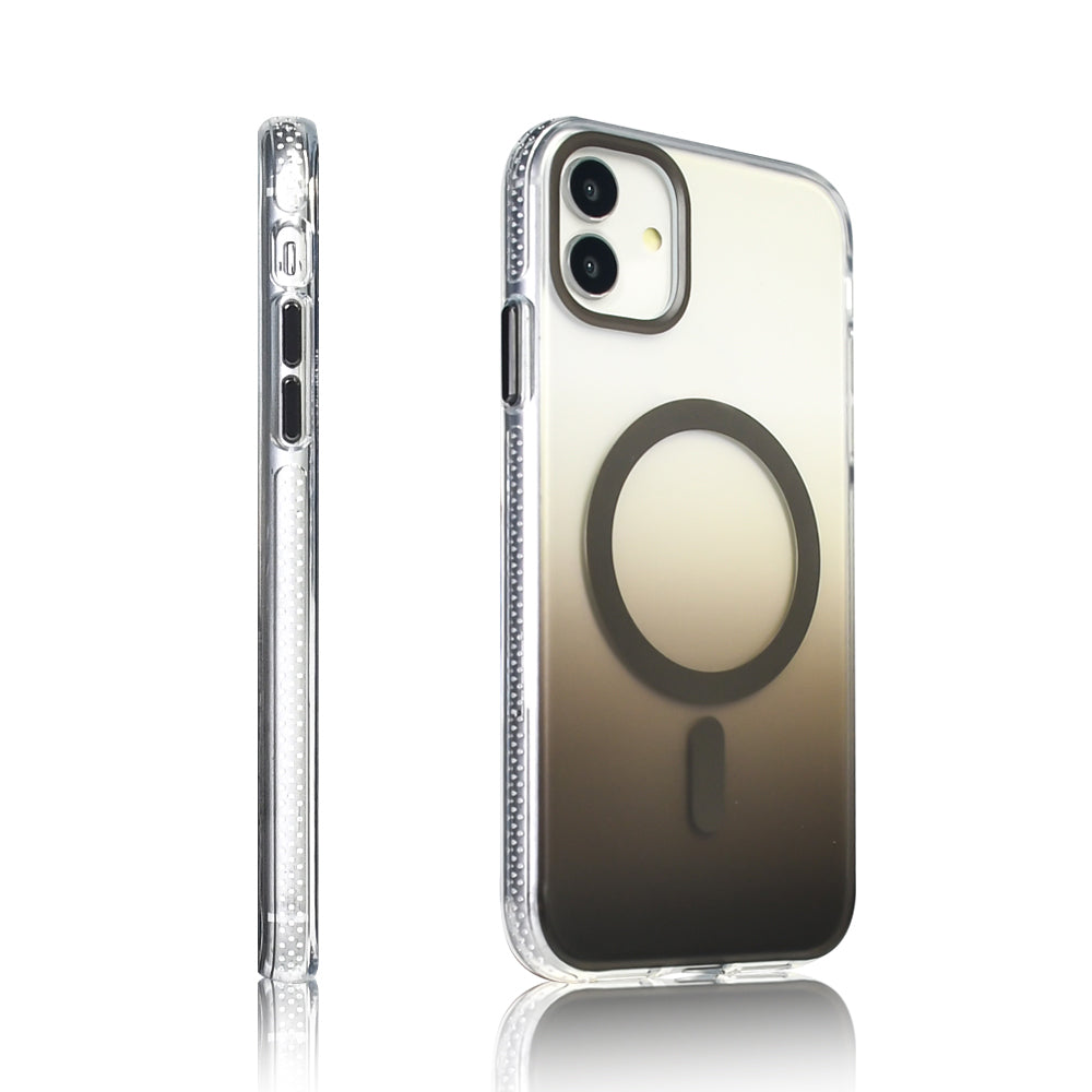 Apple iPhone 11 Kılıf M-safe Şarj Özellikli Transparan Renk Geçişli Zore Toros Kapak Gold