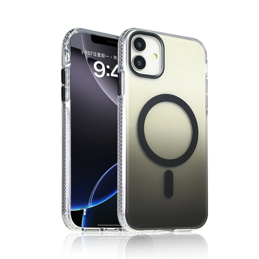 Apple iPhone 11 Kılıf M-safe Şarj Özellikli Transparan Renk Geçişli Zore Toros Kapak Siyah