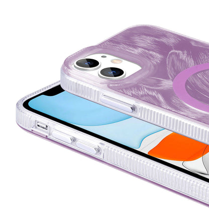 Apple iPhone 11 Kılıf M-safe Şarj Özellikli Fırça Boya Desenli Zore Palet Kapak Pembe