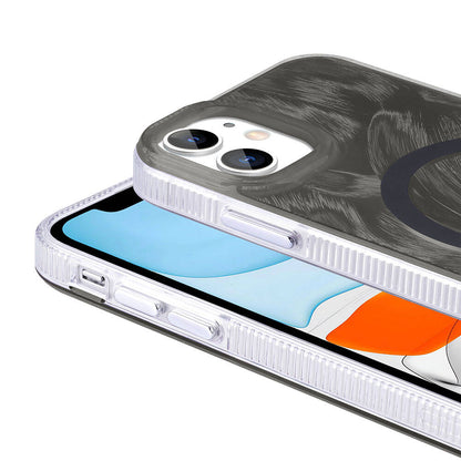 Apple iPhone 11 Kılıf M-safe Şarj Özellikli Fırça Boya Desenli Zore Palet Kapak Gri