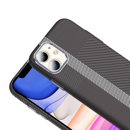 Apple iPhone 11 Kılıf M-safe Şarj Özellikli Karbon Fiber Görünümlü Zore Gros Kapak Desert Titanyum