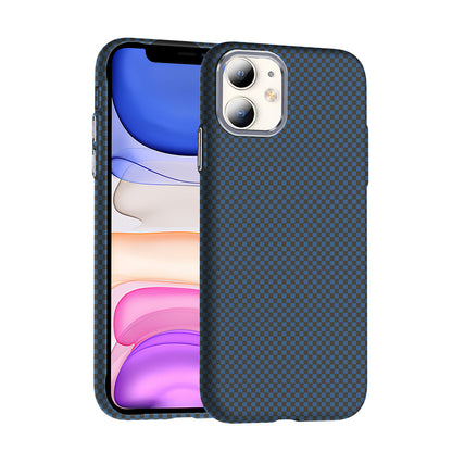 Apple iPhone 11 Kılıf M-safe Şarj Özellikli Karbon Fiber Görünümlü Zore Gros Kapak Lacivert