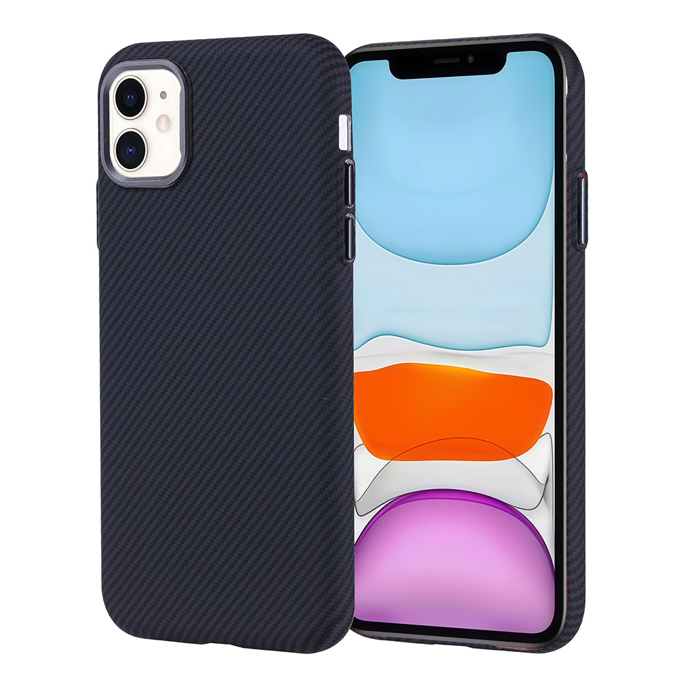 Apple iPhone 11 Kılıf M-safe Şarj Özellikli Karbon Fiber Görünümlü Zore Nekst Kapak Siyah