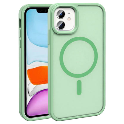 Apple iPhone 11 Kılıf M-safe Şarj Özellikli Mat Arka Yüzey Zore Sio Kapak Açık Yeşil