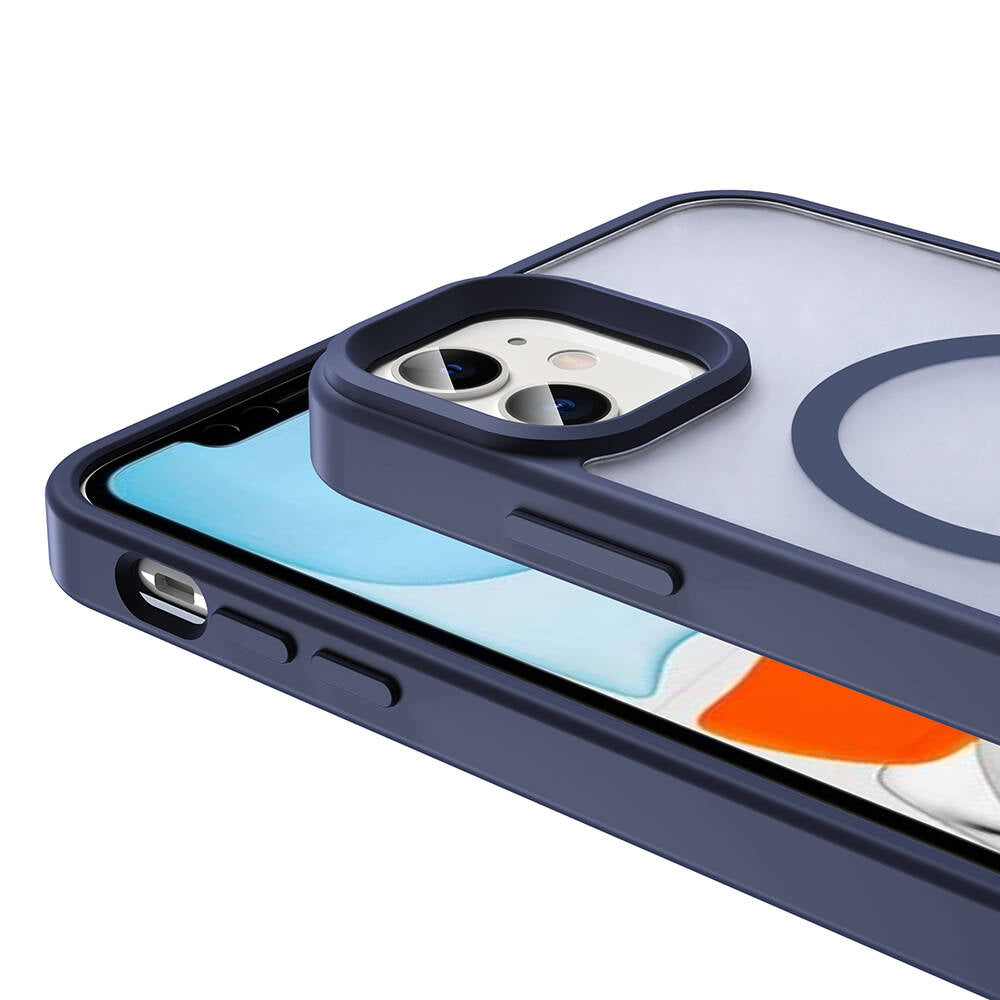 Apple iPhone 11 Kılıf M-safe Şarj Özellikli Mat Arka Yüzey Zore Sio Kapak Lacivert