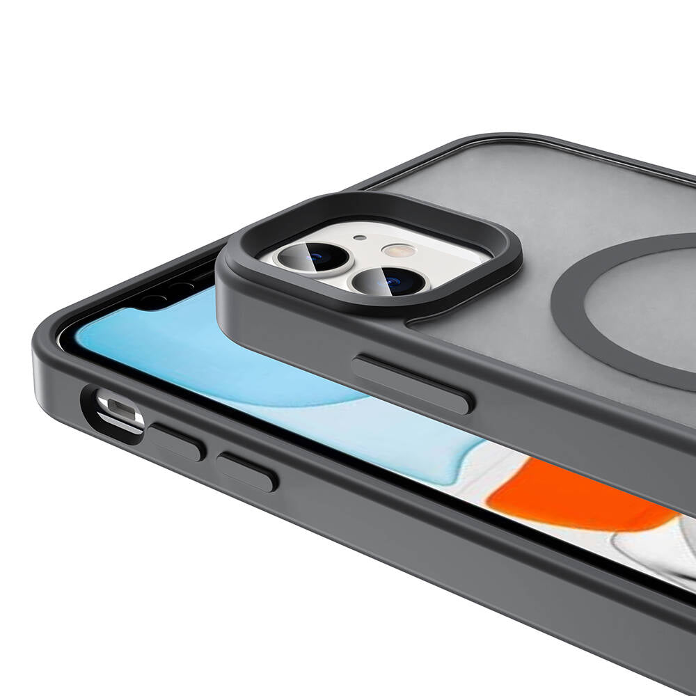 Apple iPhone 11 Kılıf M-safe Şarj Özellikli Mat Arka Yüzey Zore Sio Kapak Gri