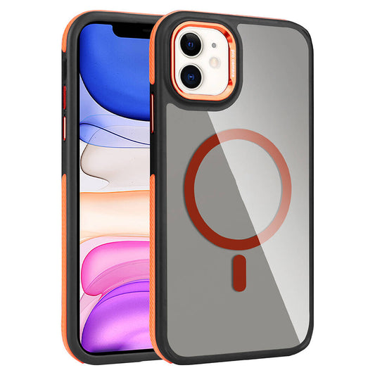 Apple iPhone 11 Kılıf M-safe Şarj Özellikli Mat Görünümlü Zore Solo Kapak Turuncu