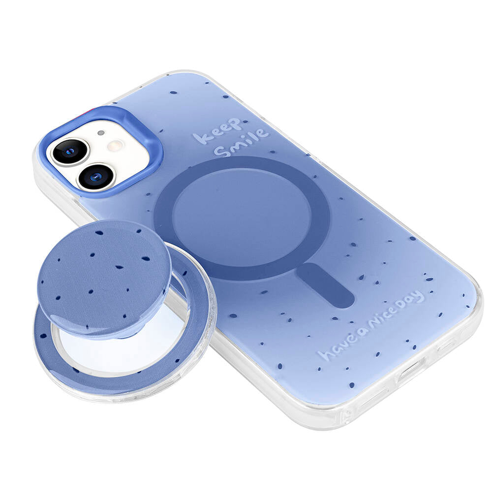 Apple iPhone 11 Kılıf M-safe Şarj Özellikli Tak-Çıkar Pop Soketli Zore Tiktok Kapak Pembe Koyu