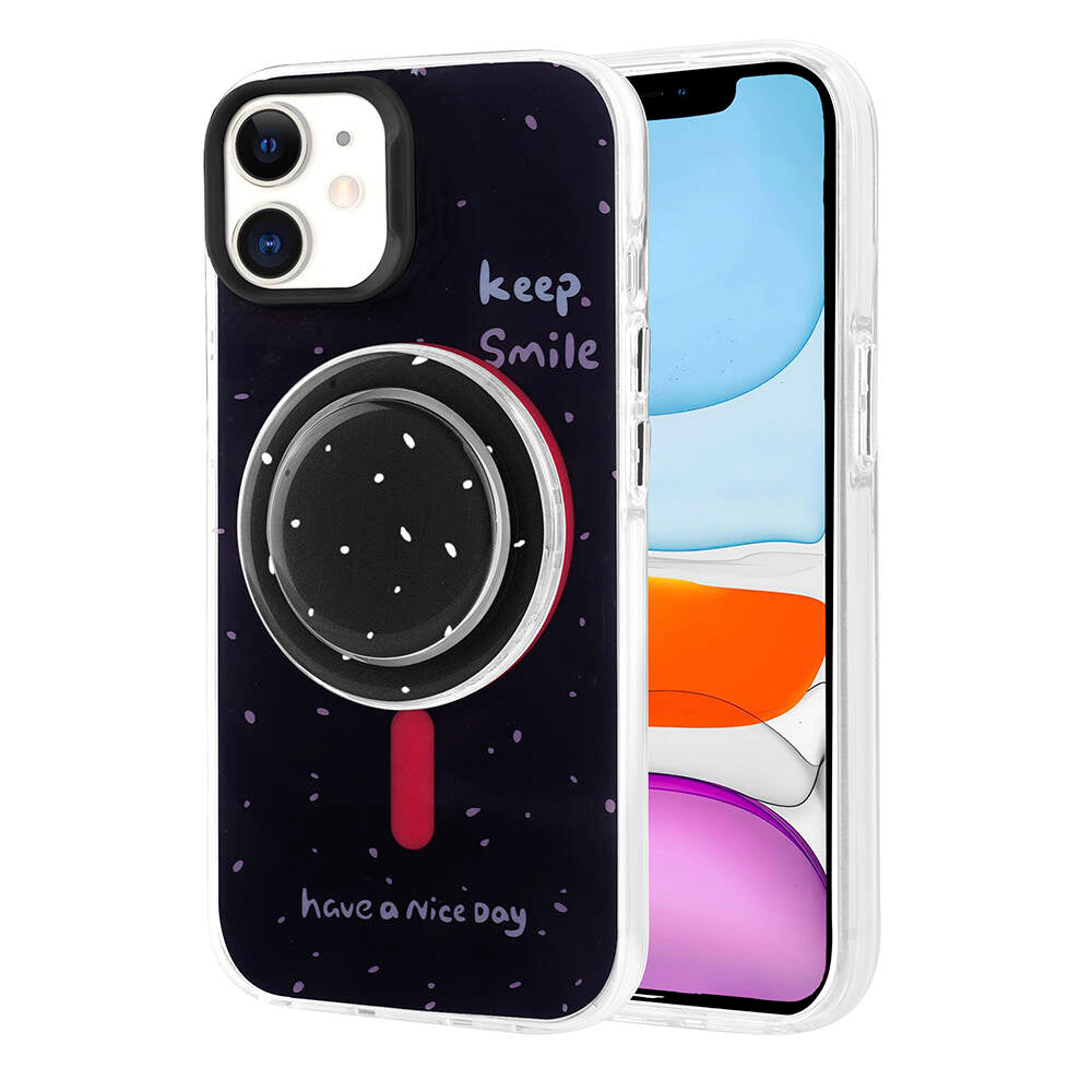 Apple iPhone 11 Kılıf M-safe Şarj Özellikli Tak-Çıkar Pop Soketli Zore Tiktok Kapak Siyah